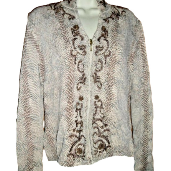 Bloomingdale Snakeskin and Embroidered Sweater Med - Picture 3 of 5